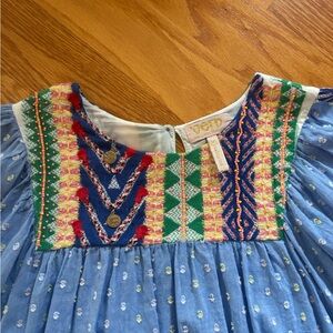 Anthropologie Blue Embroidered Blouse